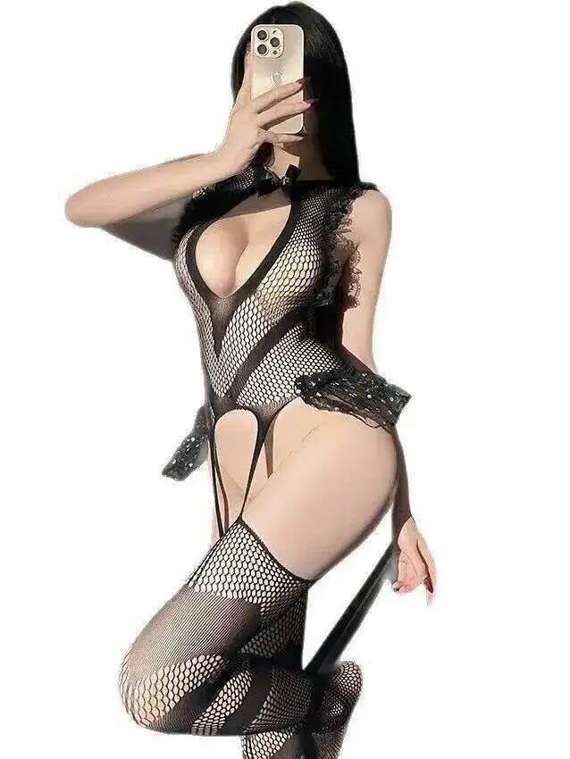 Fishnet Stocking Women - Sexy Kanten Trim Visnet Bodystocking Netkousen