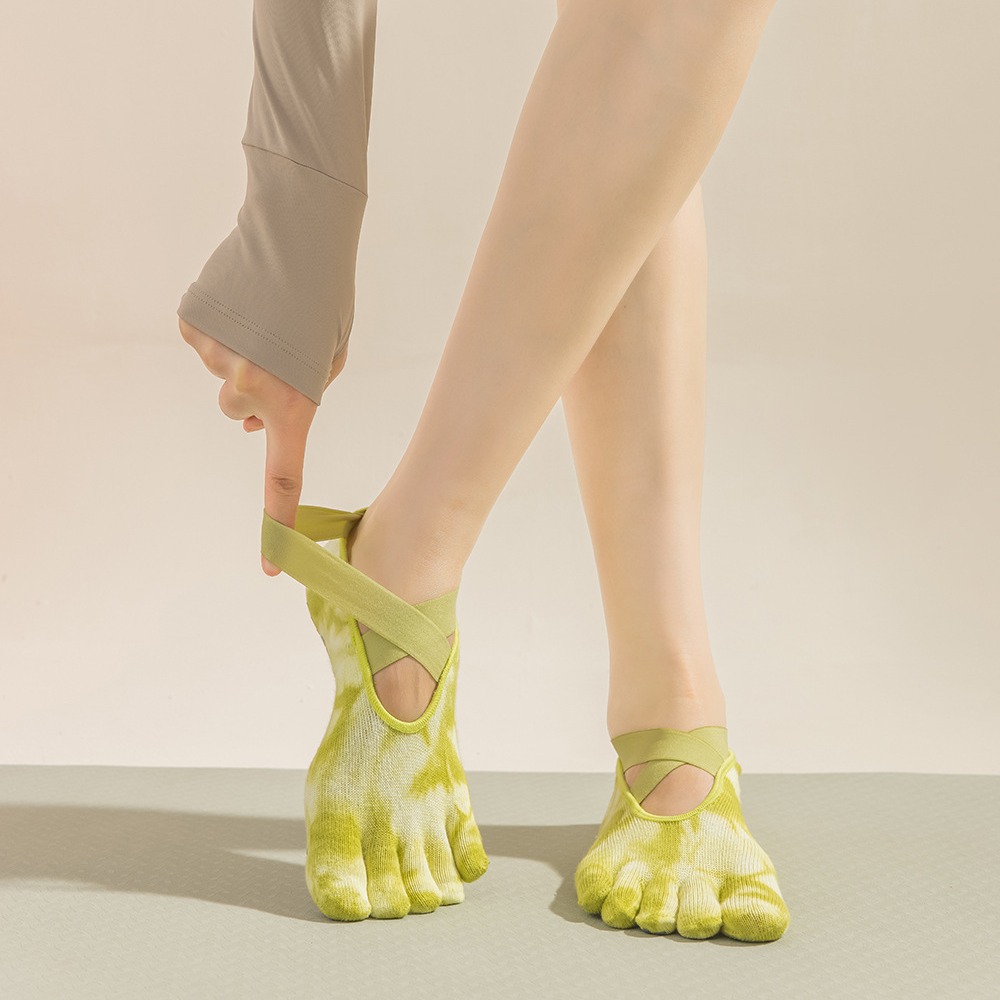 Tie-Dye damessokken met vijf v - Grip Sock Yoga recensie en prijs